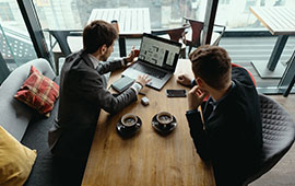 Two people discussing